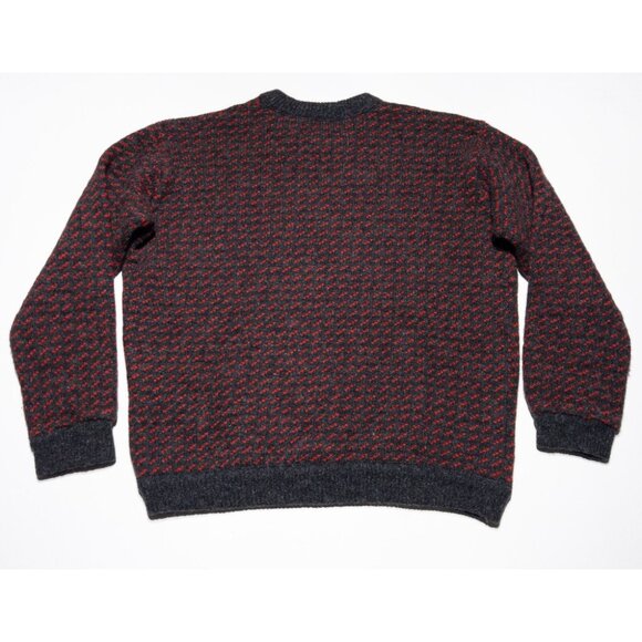 Vintage L.L. Bean Birdseye Sweater Women's Large Norway Fisherman Wool Red Gray - Picture 4 of 10